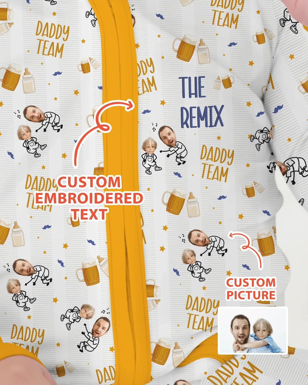 Personalized Embroidered Dad And Me Picture Bamboo Convertible Zippy
