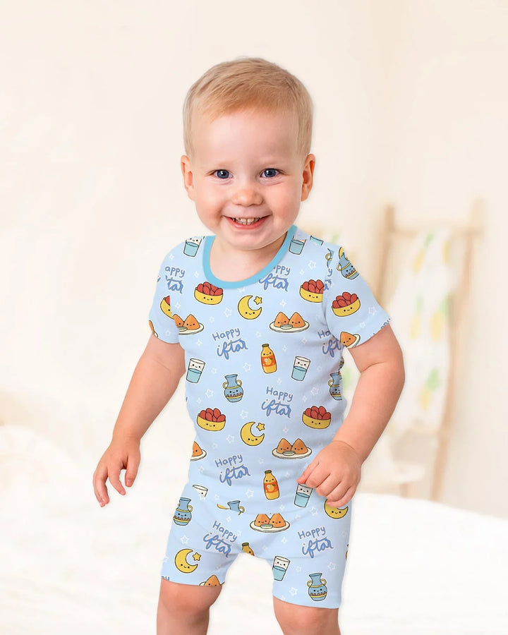 Iftar Party Two Piece Short Sleeve Shorts Pajama Set