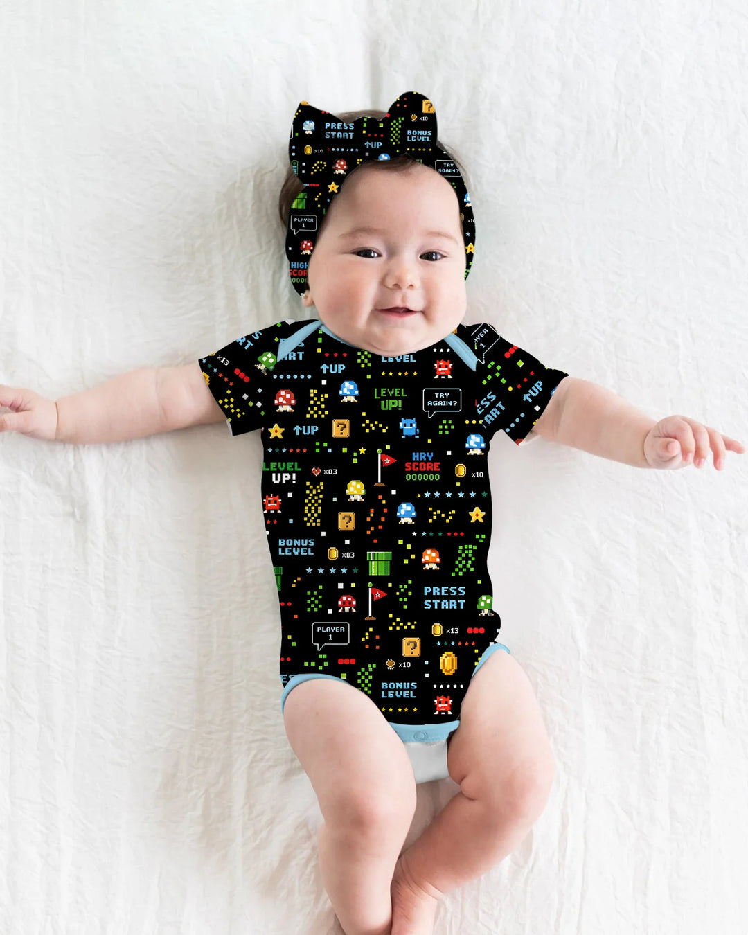 Traje de bambú a juego para amantes de los juegos de píxeles