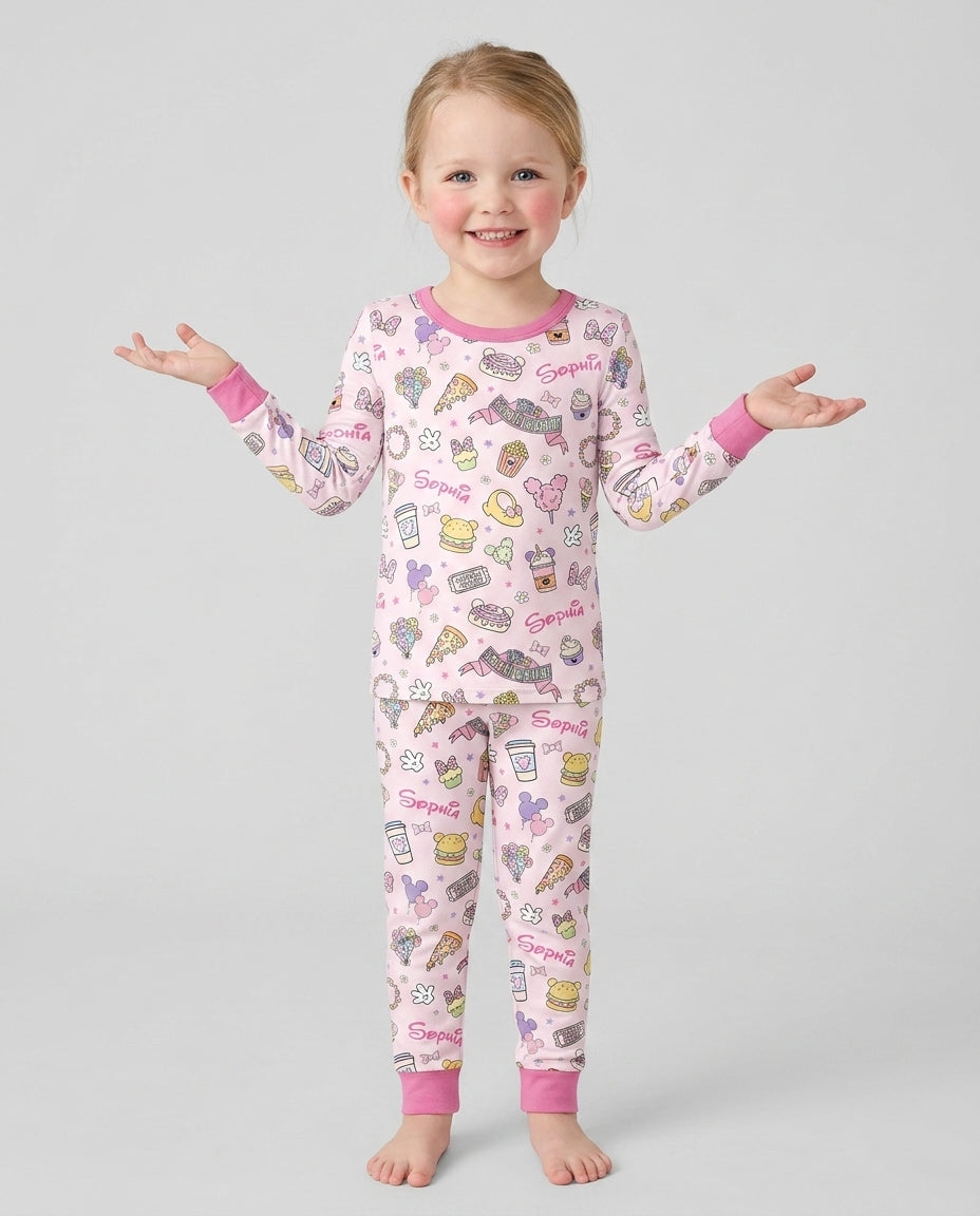 Custom Name Magical Trip Bamboo Two Piece Long Sleeve Pajama Set