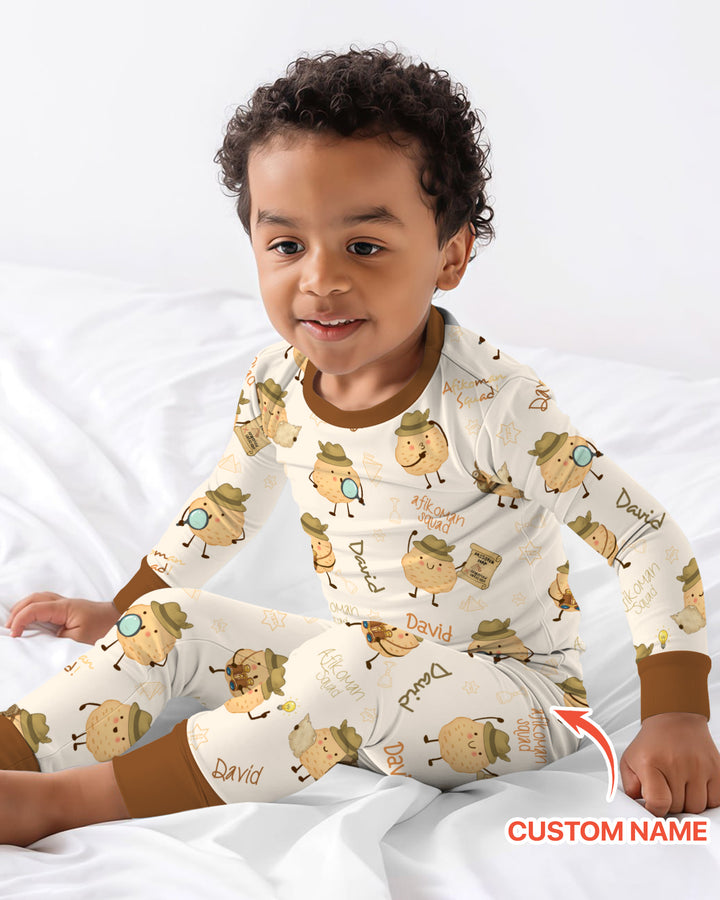 Custom Name Passover Afikoman Two Piece Long Sleeve Pajama Set