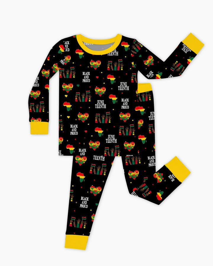Juneteenth Black and Proud Bamboo Two Piece Long Sleeve Pajama Set