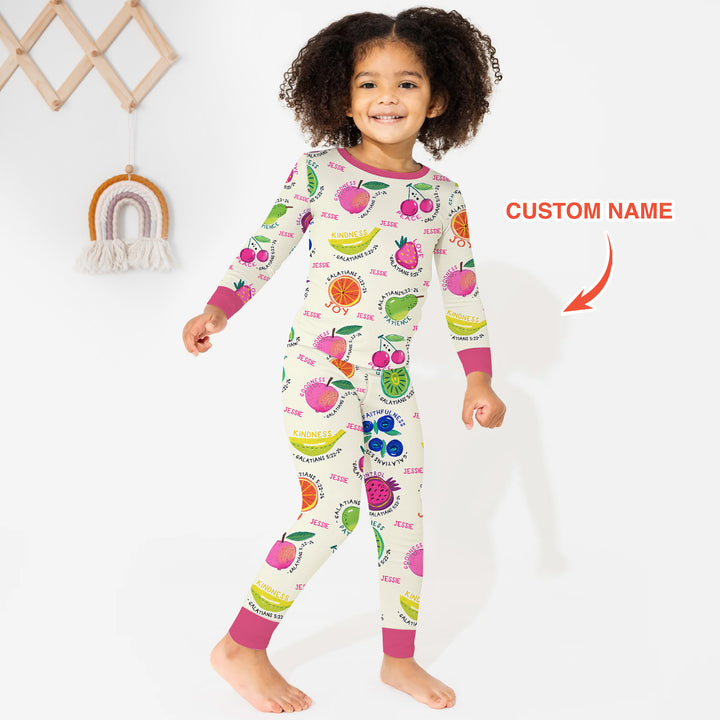 Fruit Of The Spirit Custom Name Two Piece Long Sleeve Pajama Set