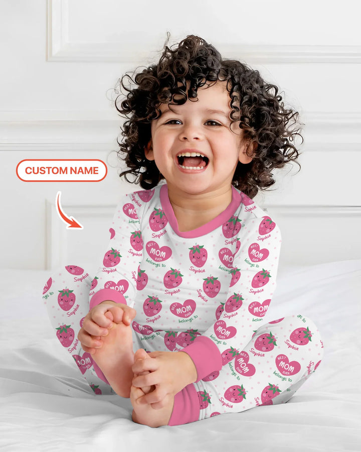 Custom Name Best Mom Ever Belongs to Bamboo Two Piece Long Sleeve Pajama Set