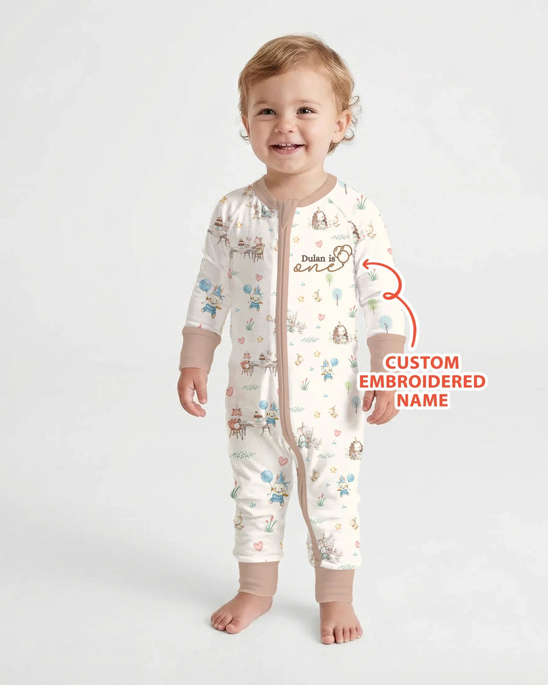 Custom Embroidered Name Birthday Baby Bamboo Convertible Zippy