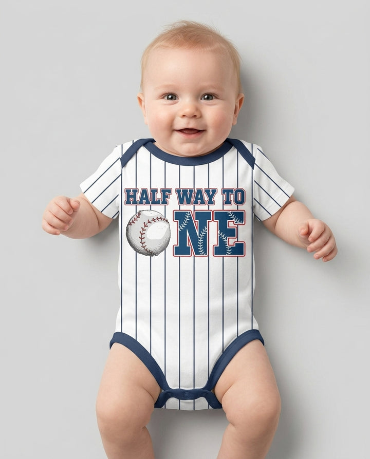 Custom Name Half Way To One Bamboo Bodysuit