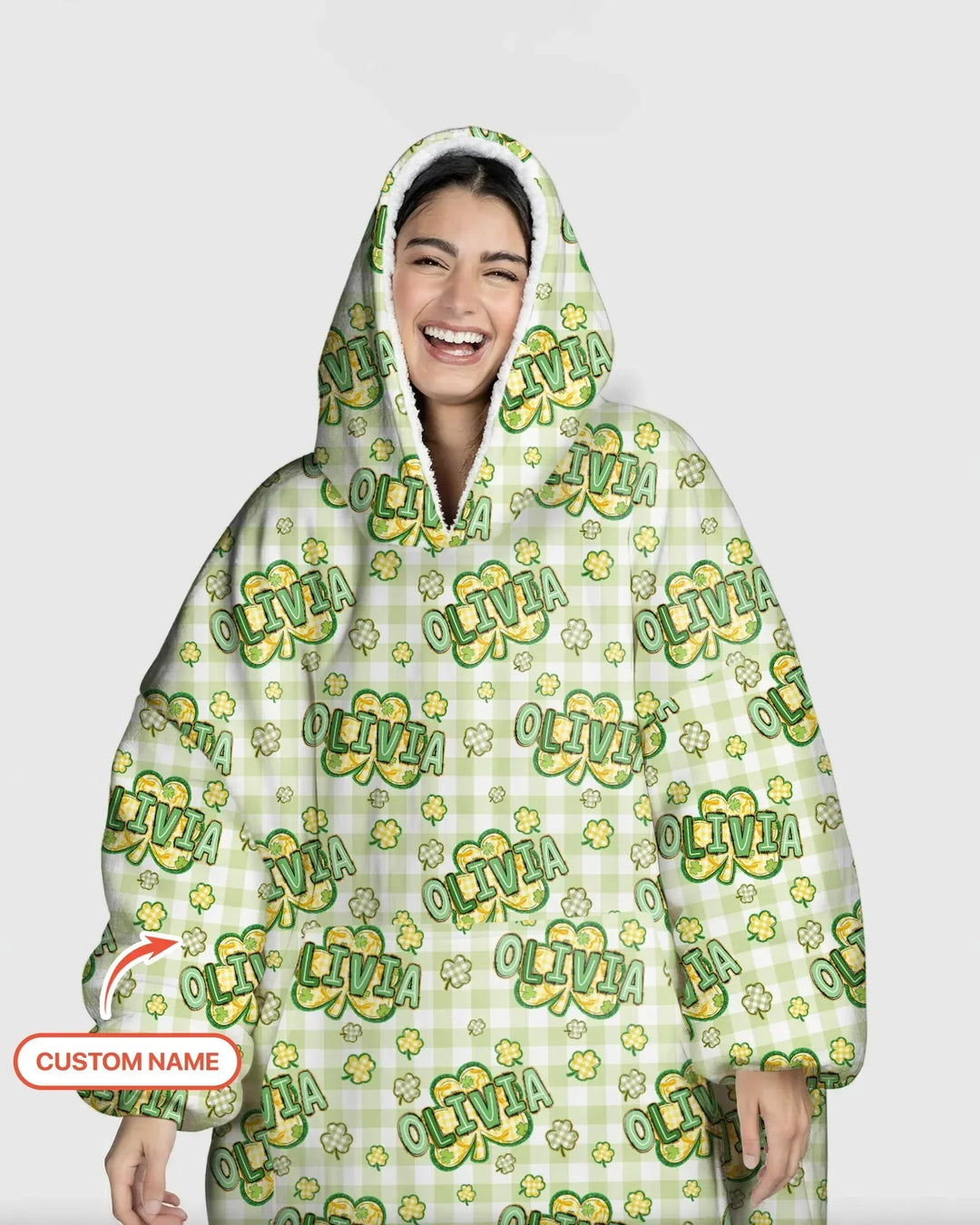 Lucky Shamrock Custom Name Blanket Hoodie