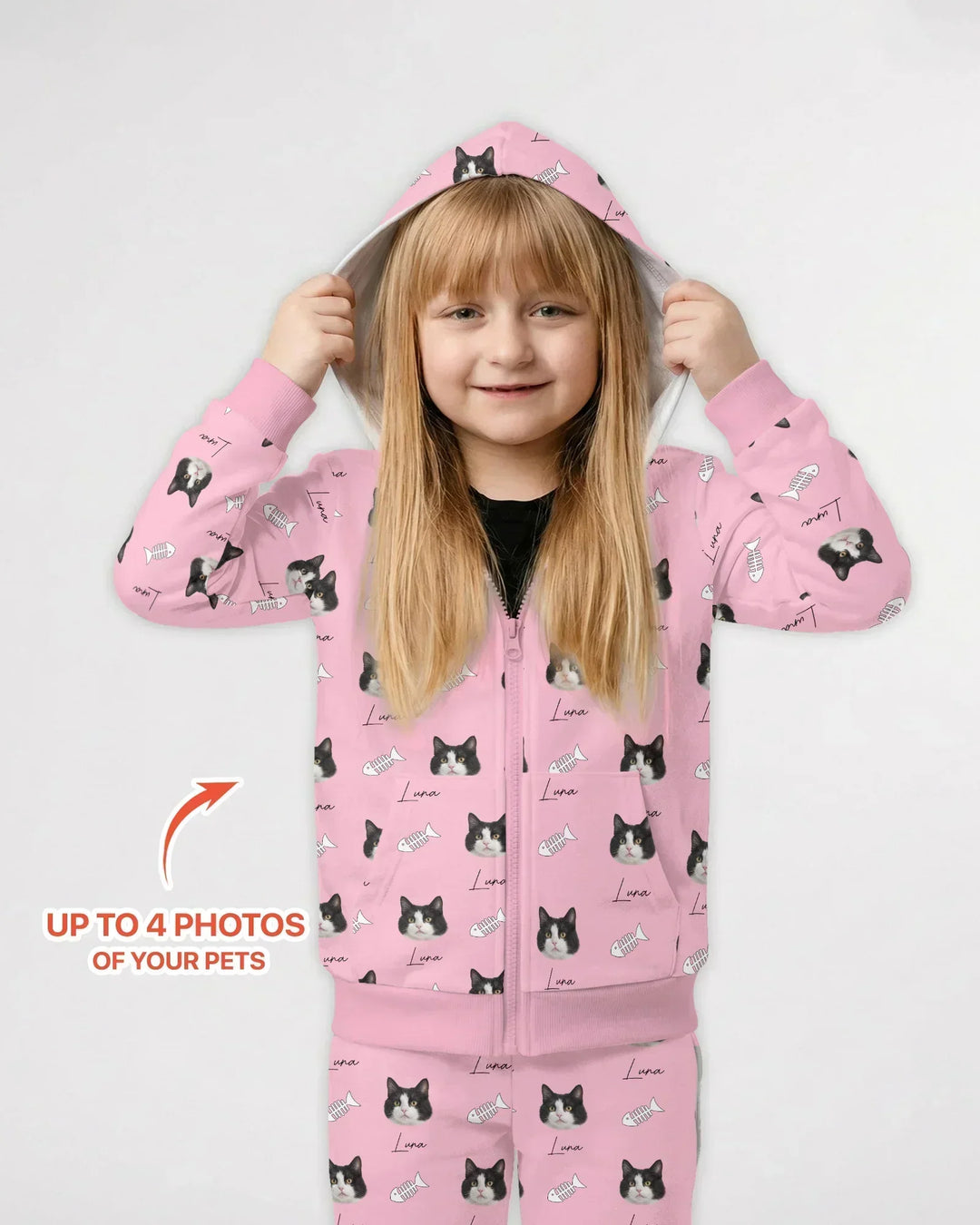 Custom Name and Pet Photos Zip Hoodie