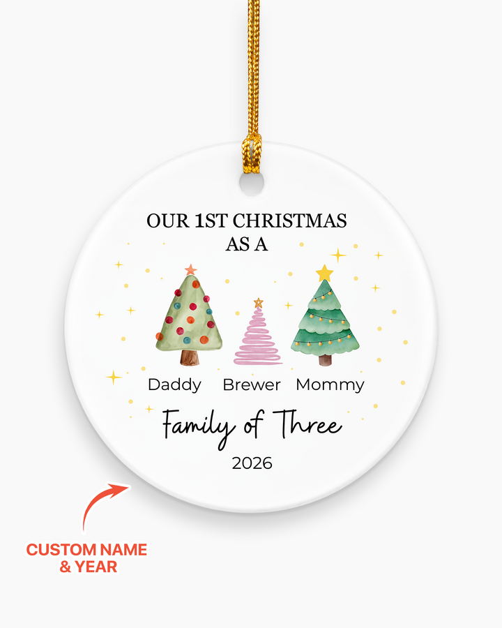 Custom Family First Christmas Tree Ceramic Ornament