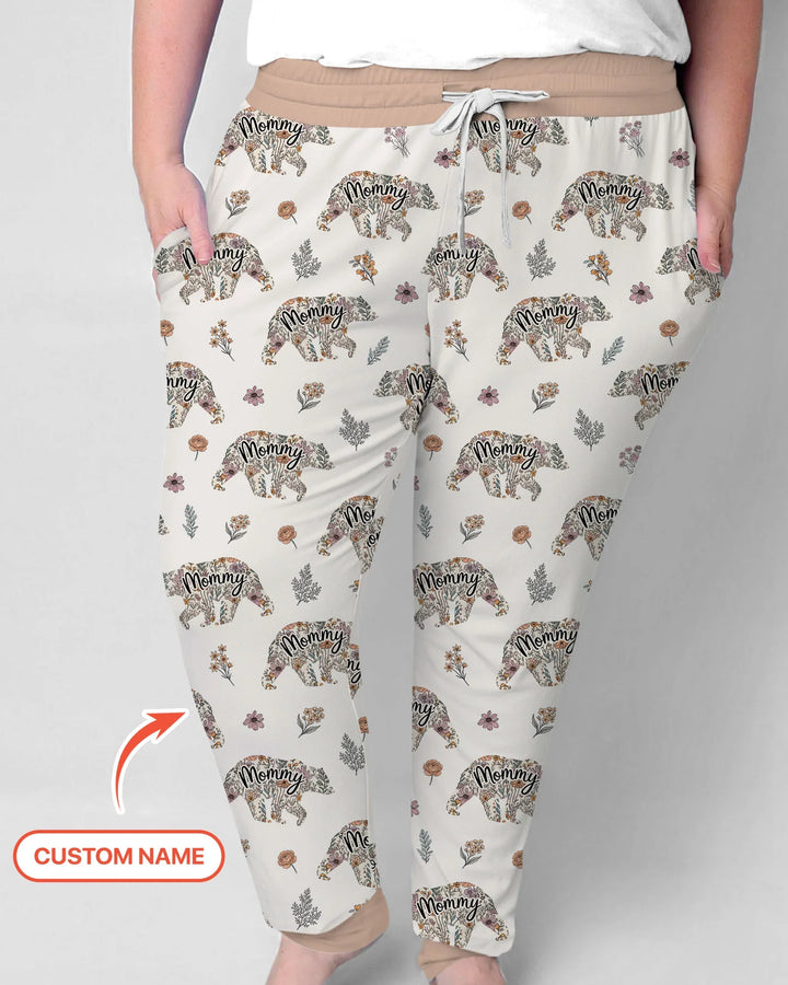 Custom Name Floral Bear Family Matching Bamboo Women Pajama Set
