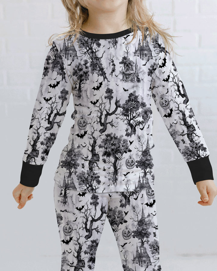 Gothic Halloween Chinoiserie Bamboo Two Piece Long Sleeve Pajama Set