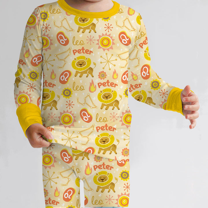 Custom Name Zodiac Leo Two Piece Long Sleeve Pajama Set