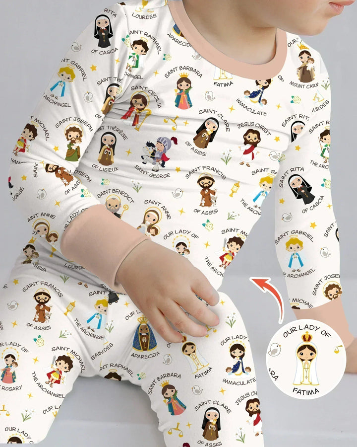 Pray For Us Family Matching Two Piece Long Sleeve Pajama Set