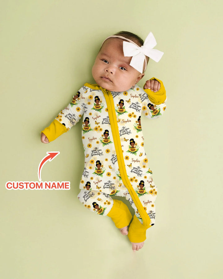 Custom Name Sunflower Queen Bamboo Convertible Zippy