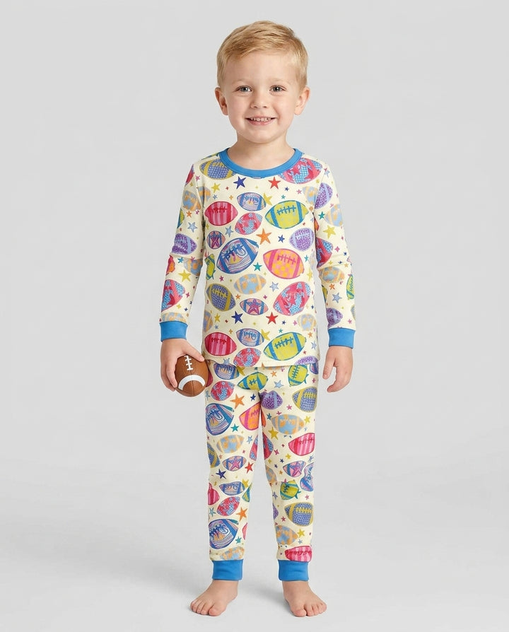 Football Season Bamboo Two Piece Long Sleeve Pajama Set