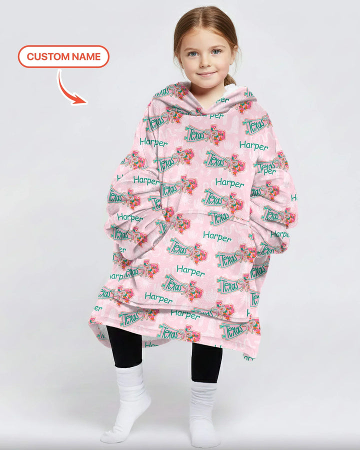 Custom Name Preppy Texas Charm Bamboo Blanket Hoodie