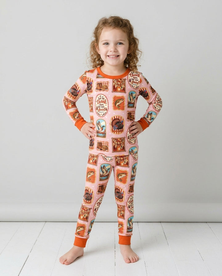 Hunting Let Us Thank Him For Our Food Bamboo Two Piece Long Sleeve Pajama Set
