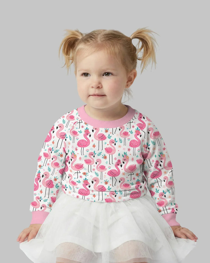 Sudadera Hello Flamingo Bamboo de cuello redondo