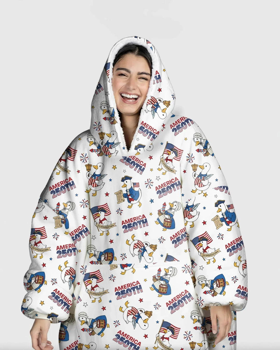 Patriotic Goose Celebrating 250 Years Wearable Blanket Hoodie