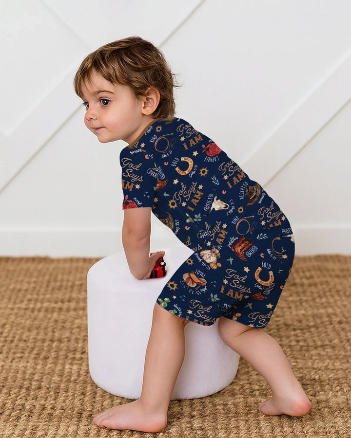 Template Zweiteiliges Pyjama-Set mit kurzen Ärmeln und Shorts