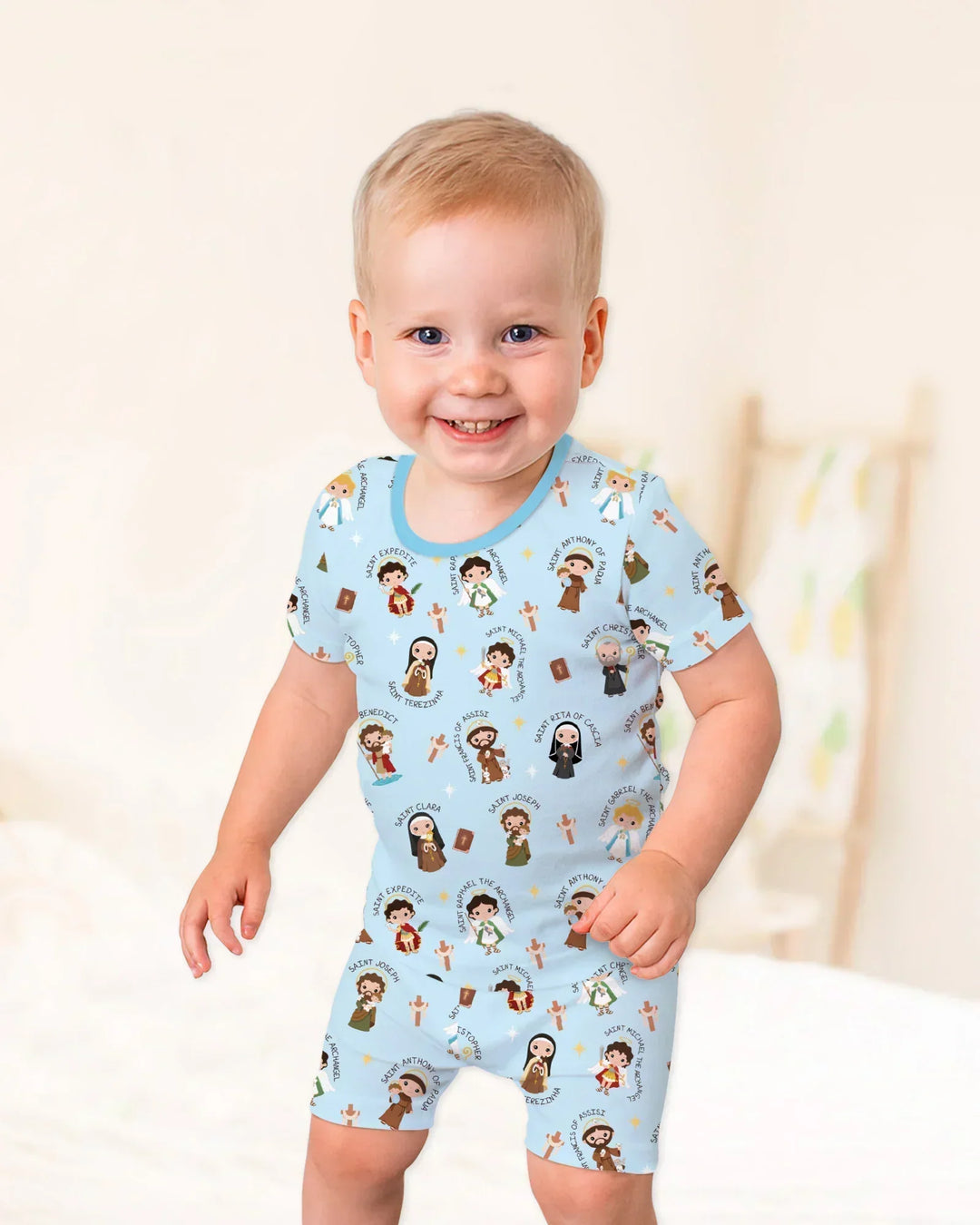 Saints in the Clouds Two Piece Short Sleeve Shorts Pajama Set