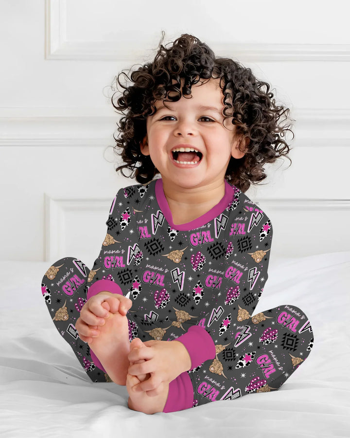 Western Mama & Me Matching  Bamboo Two Piece Long Sleeve Pajama Set