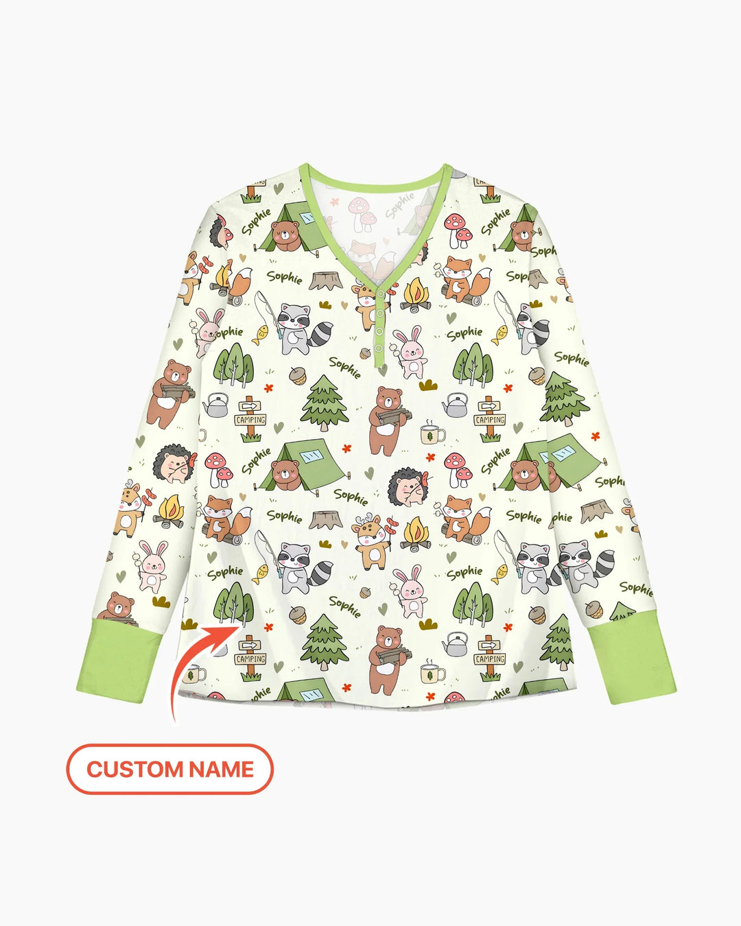 Custom Name Little Camp Buddies Bamboo Women Pajama Set