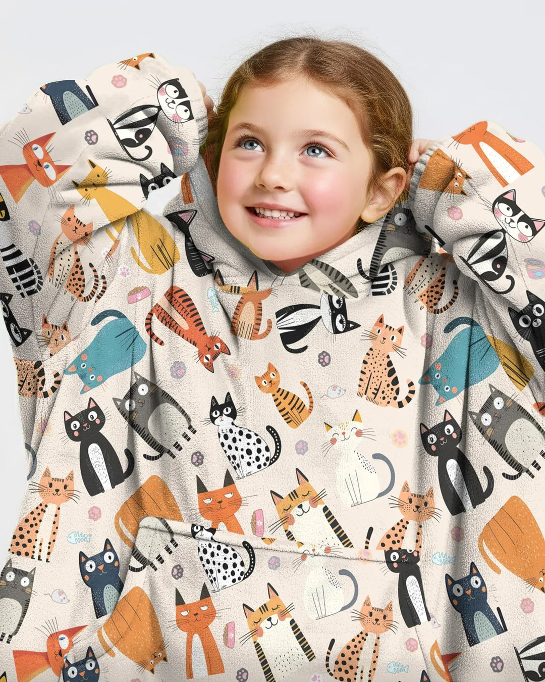 Manta Sudadera con Capucha de Bambú Personalizada a Juego para Familia de Gatos Traviesos y Tontos