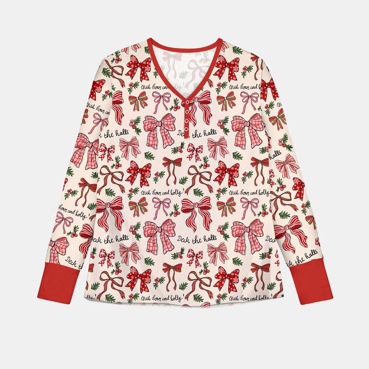 Coquette Christmas Bows Women Pajama Set