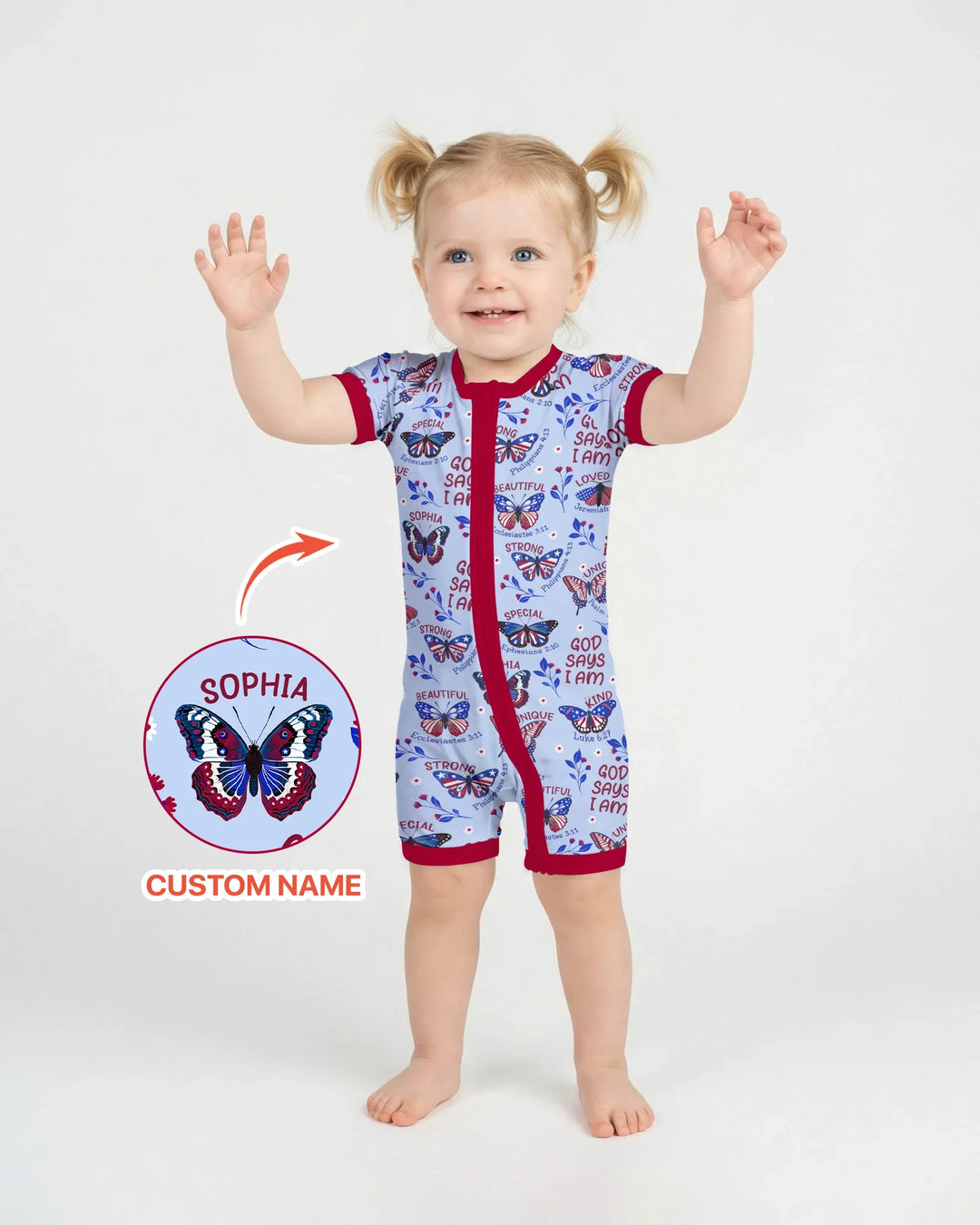 God Says I Am - Liberty Wings Custom Name Bamboo Shorty Zippy