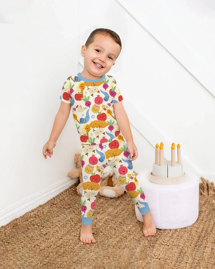 Shana Tova Rosh Hashanah Bamboo Two Piece Short Sleeve Pajama Set