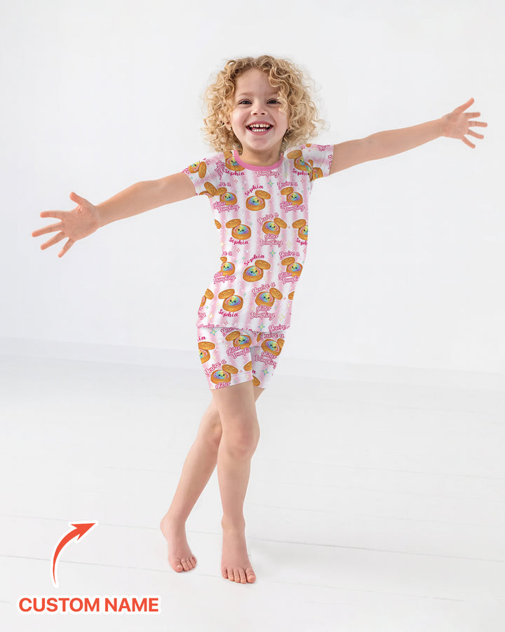 Conjunto de Pijama de Dos Piezas de Bambú con Mangas Cortas y Pantalones Cortos