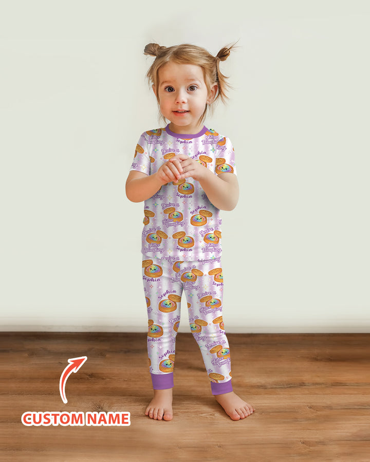 Conjunto de pijama de dos piezas de bambú de manga corta, plantilla personalizada