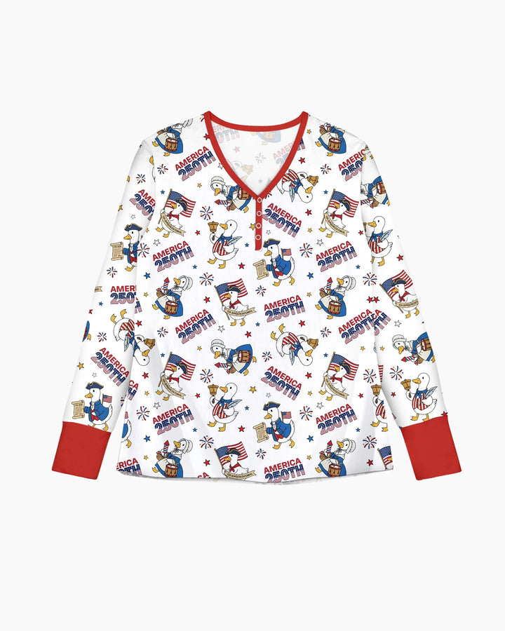 Patriotic Goose Celebrating 250 Years Bamboo Women Pajama Set