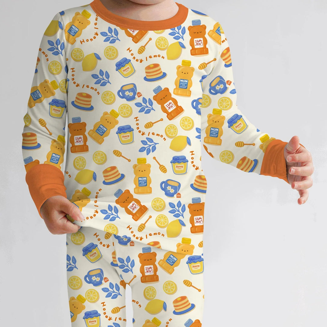 Honey Bear Bottle Two Piece Long Sleeve Pajama Set