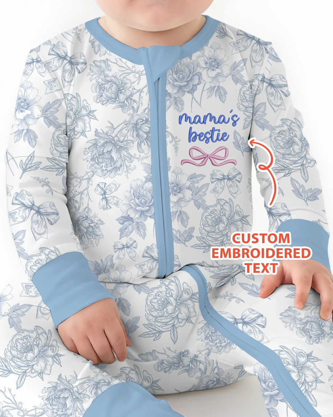Custom Embroidered Mommy and Me Toile Matching Bamboo Convertible Zippy