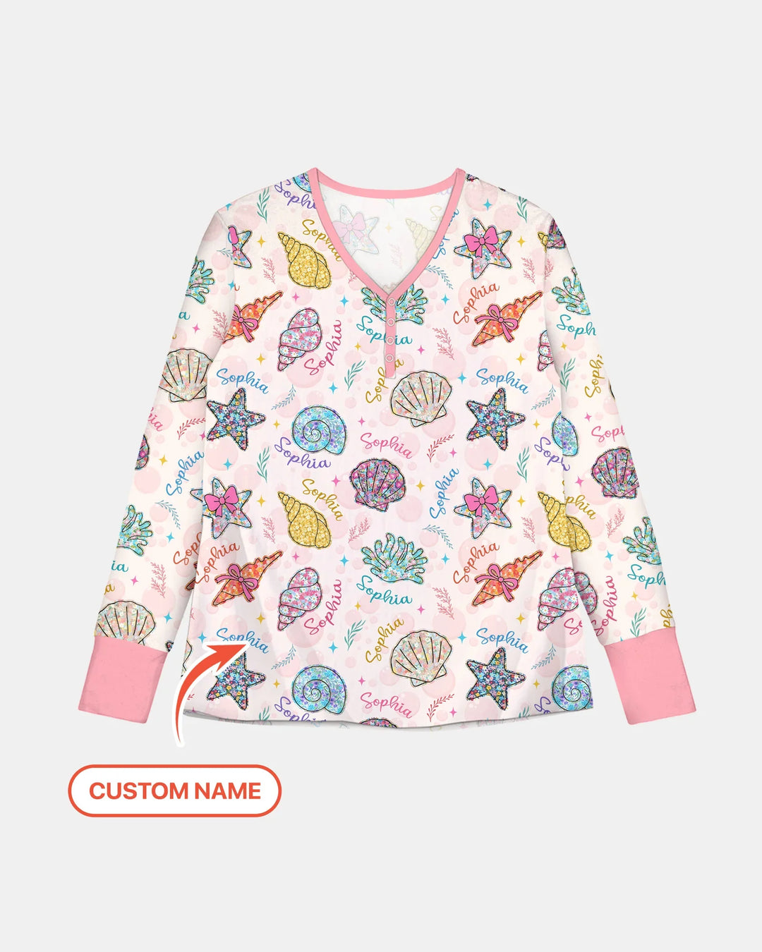Conjunto de pijama de verano de bambú para mujer con nombre personalizado, diseño de flores silvestres y paisajes marinos