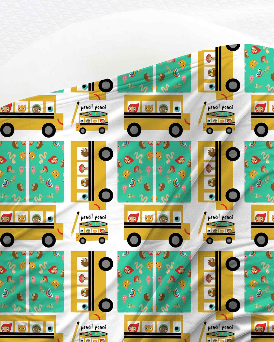 School Bus Adventures swaddle blanket