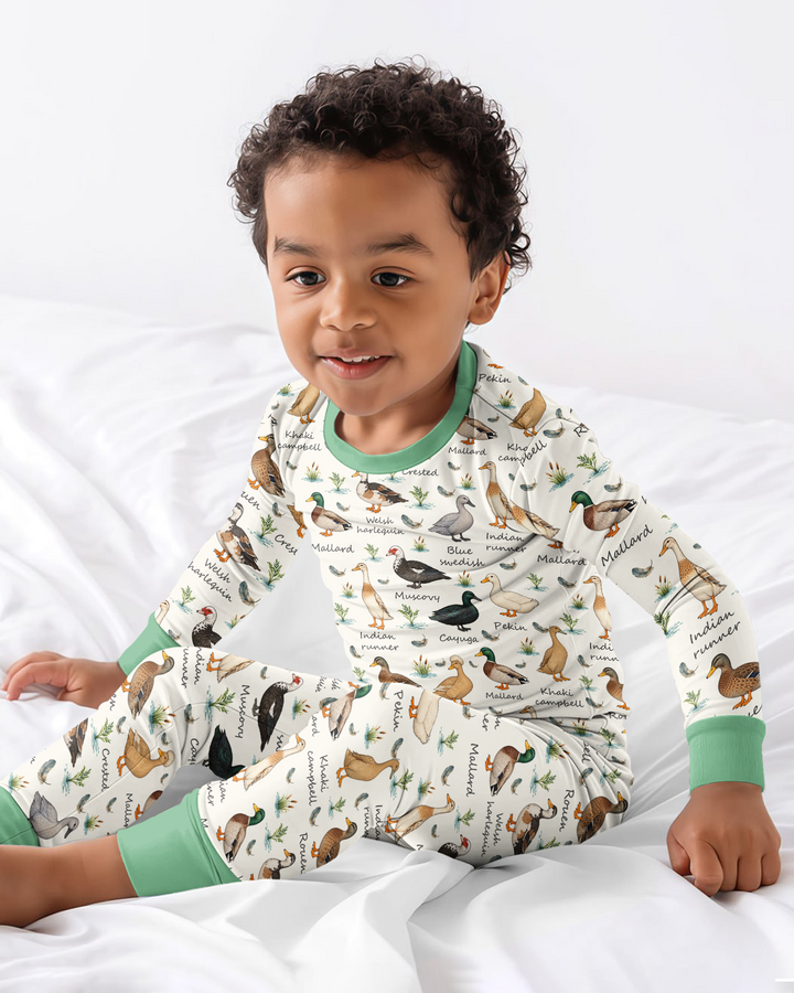 Farm Duck Species Bamboo Two Piece Long Sleeve Pajama Set