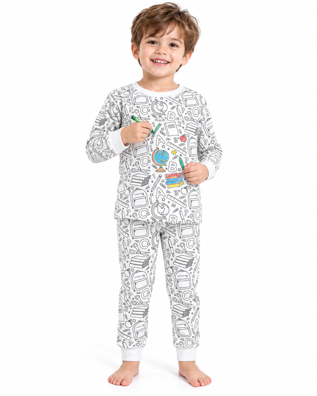 School Days Colorable Bamboo Two Piece Pajama Set