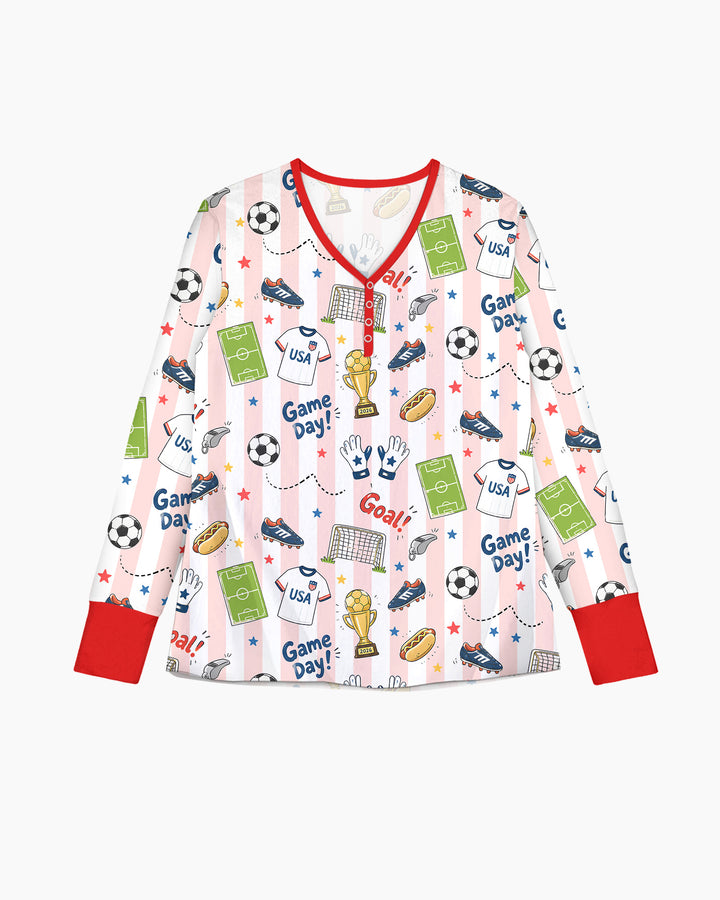 Striped Soccer Game Day Family Matching Bamboo Women Pajama Set