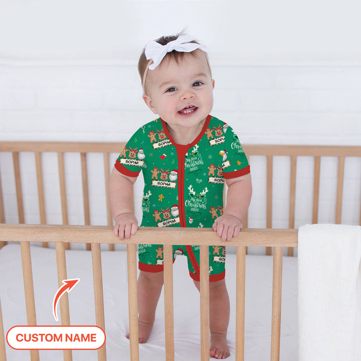 Benutzerdefinierter Name "My Deer First's Christmas" für Mädchen - Shorty Zippy
