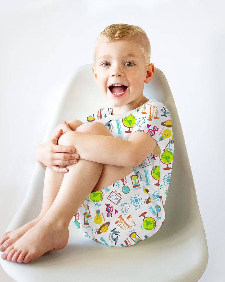 Tiny Scientist Explores The World Bamboo Two Piece Short Sleeve Shorts Pajama Set
