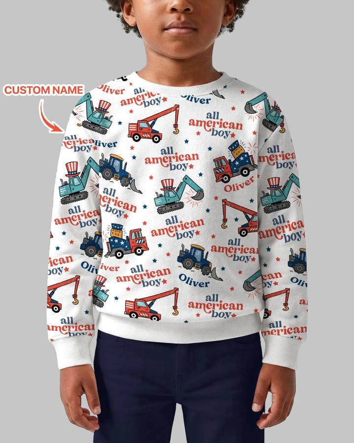 Benutzerdefinierter Name All-American Boy Bambus Rundhals-Sweatshirt