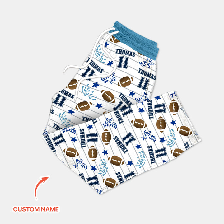 Custom Name Football Time Men's Pajama Set