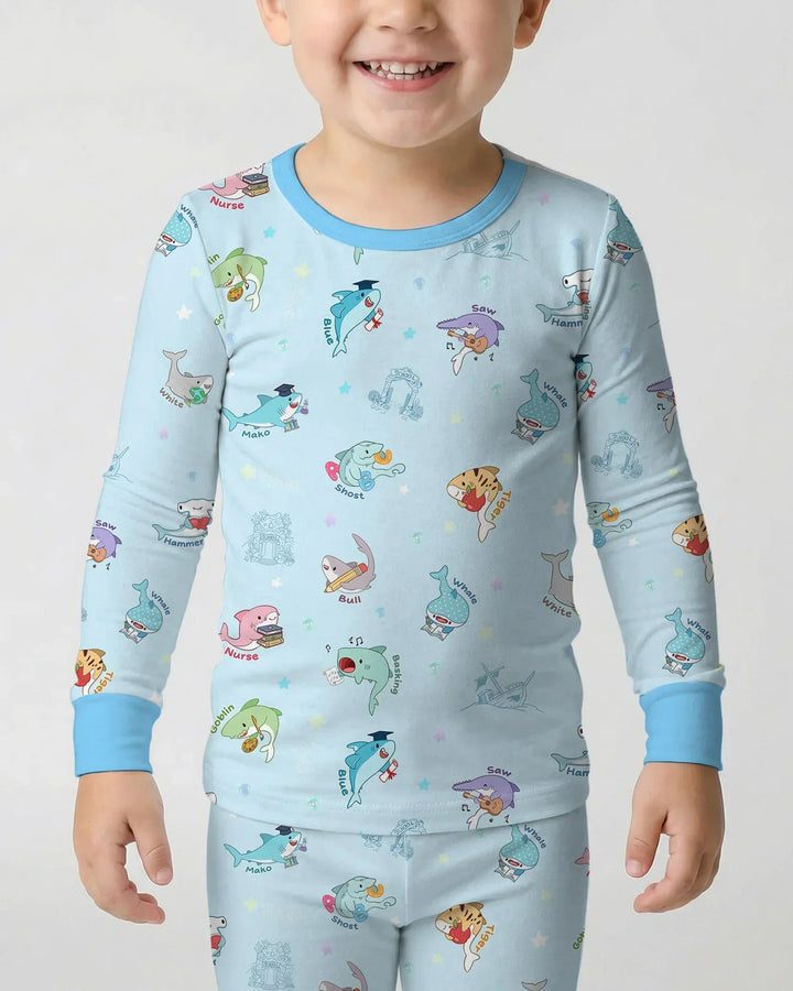 Shark School Bamboo Two Piece Long Sleeve Pajama Set