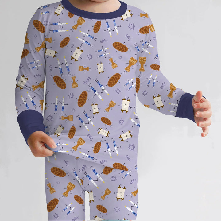 Shabbat Shalom Family Matching Two Piece Long Sleeve Pajama Set