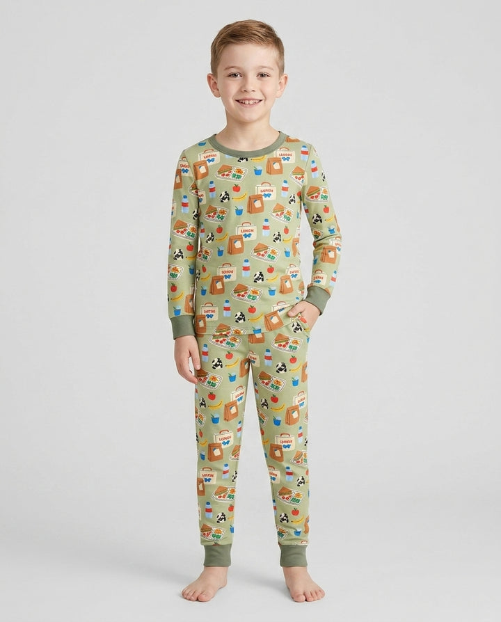 Zweiteiliges Langarm-Pyjama-Set mit Sommerfrüchten