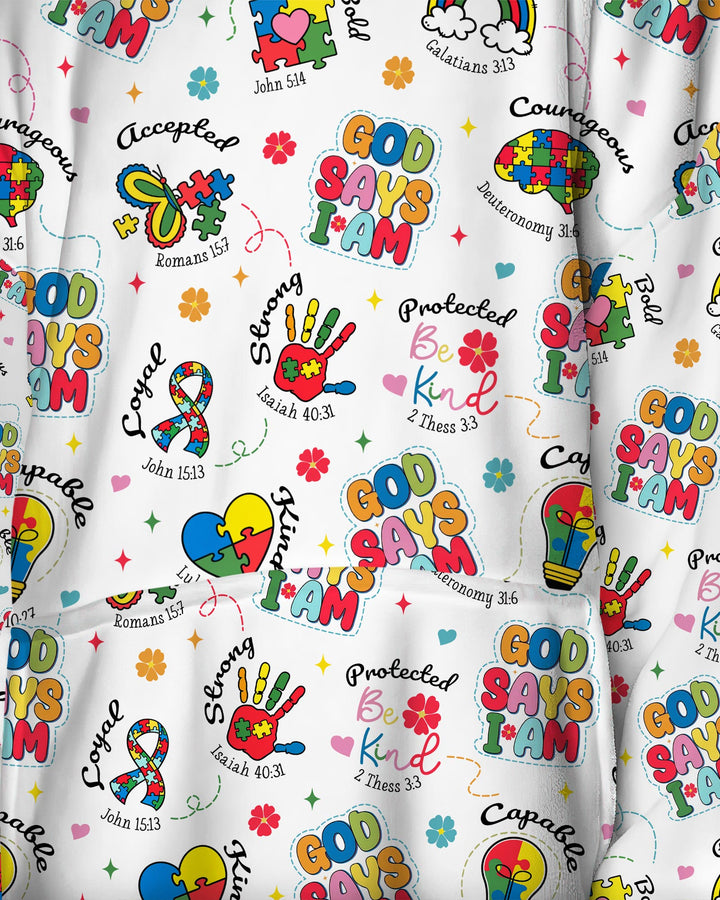 God Says I am Different Wearable Blanket Hoodie