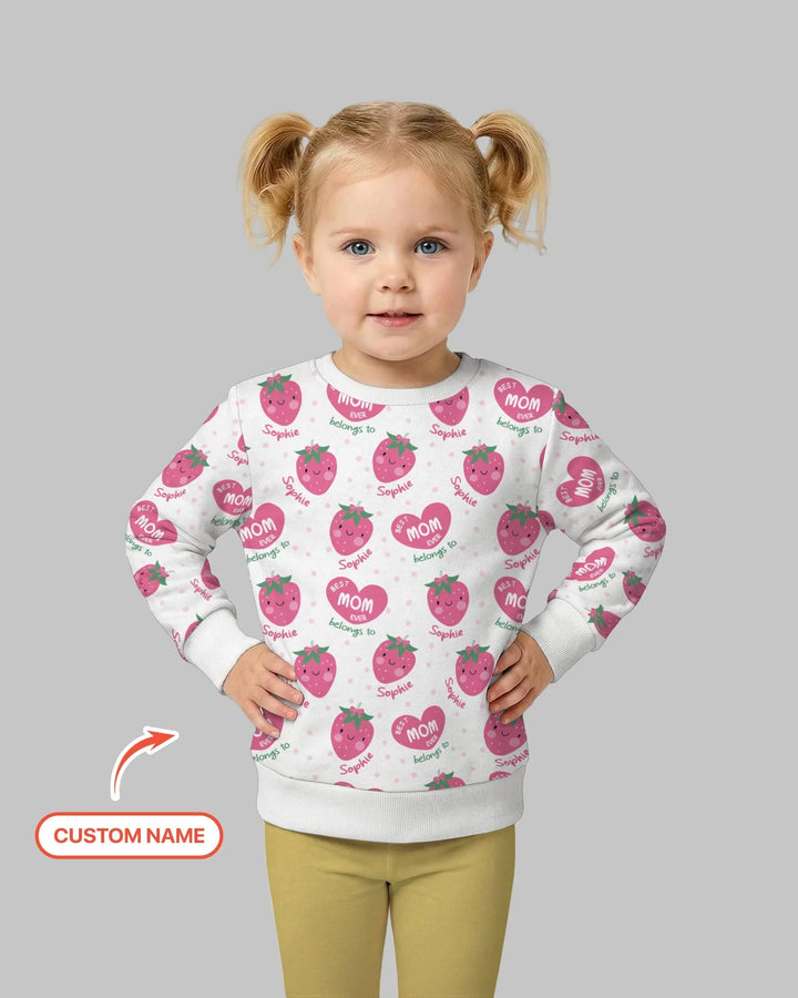 Custom Name Best Mom Ever Belongs to Bamboo Crewneck Sweatshirt